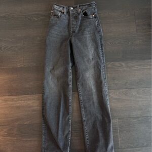 LEVI Ribcage Straight Gray Jeans 25